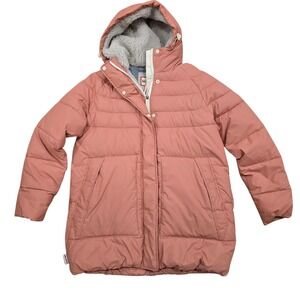Hunter Puffer Parka Jacket Sherpa Lined Hood Pink Women's Size Small S Oversized